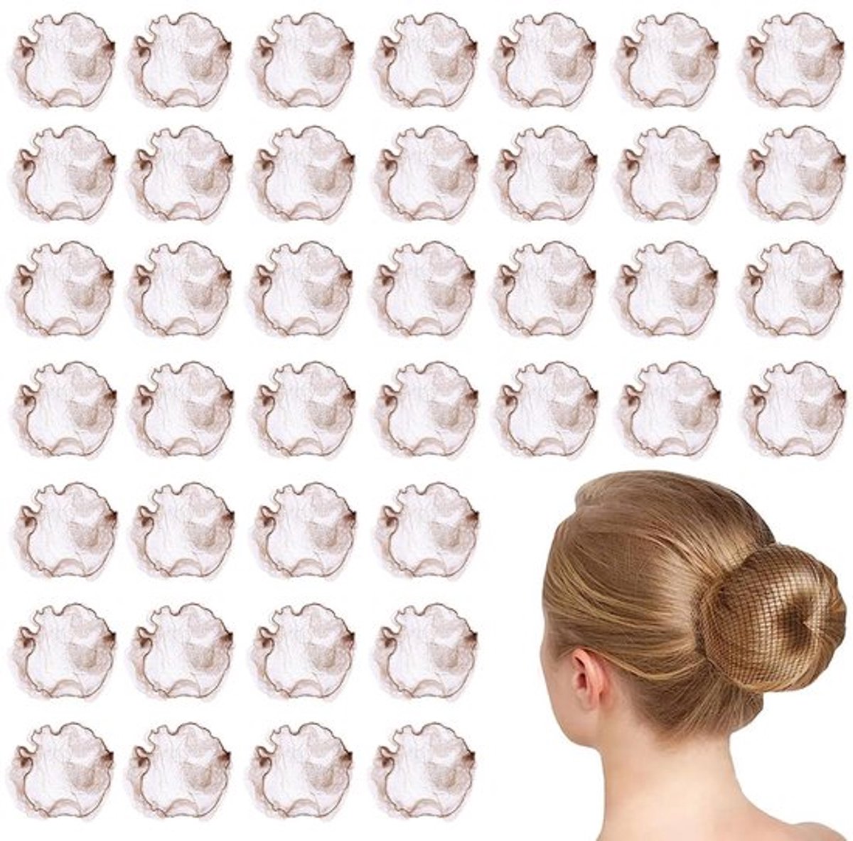 40 meisjes haarnetten elastische haarnetten ideaal voor verpleegsters dansers en gastvrouwen kleur koffie