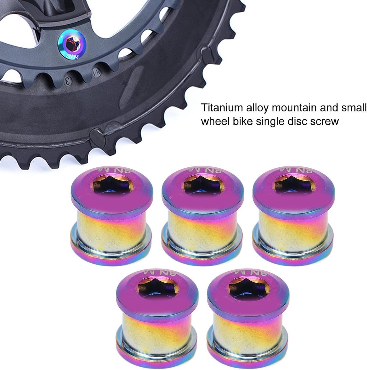 5pcs fietskettingring wielen bouten hoge sterkte titanium legering kettingring bouten enkele kettingring schroeven voor kleine fietswielen