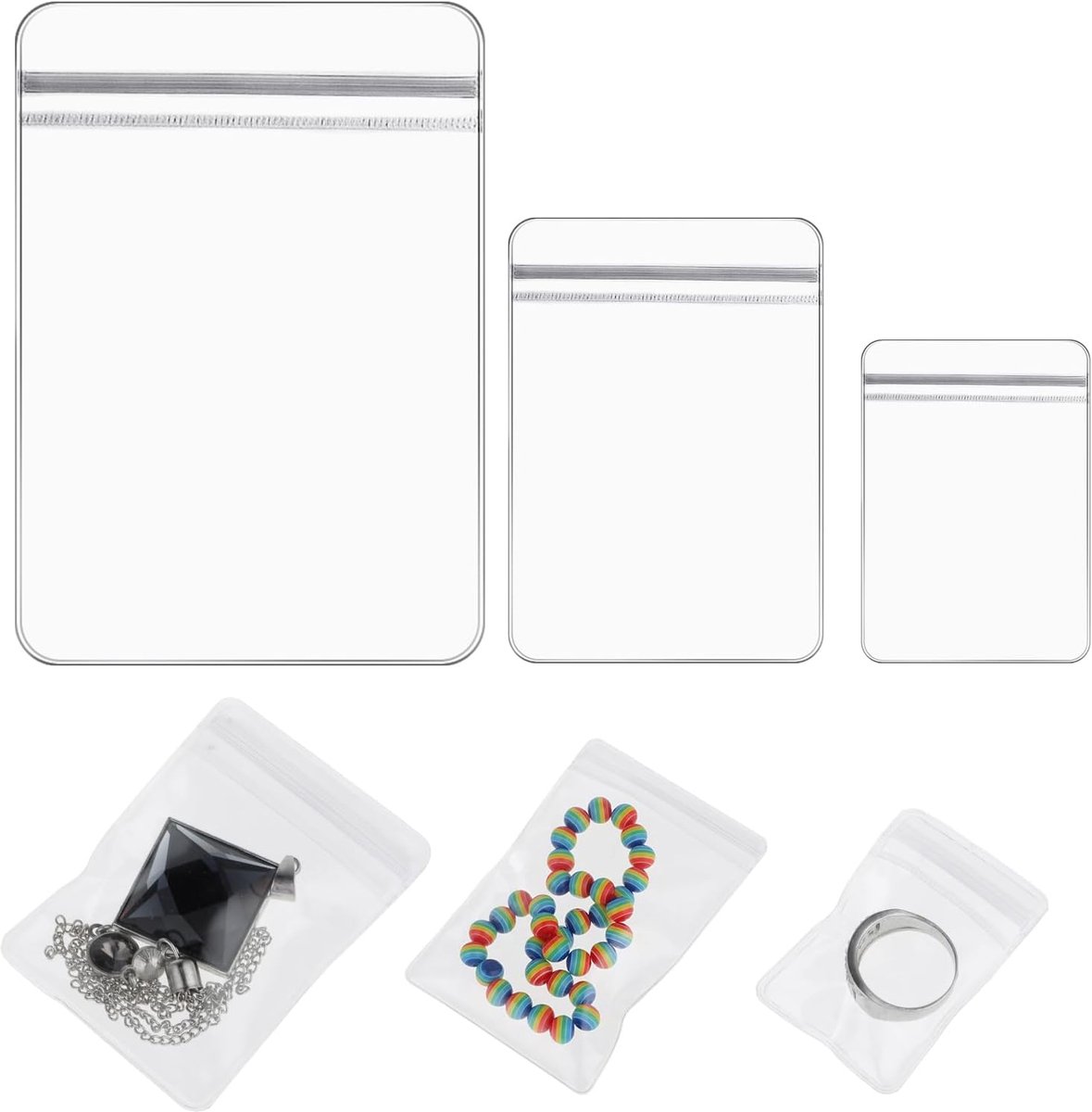 60 pvc plastic sieradenetuis met ritssluiting transparante sieradenopbergers afsluitbare tasjes kleine organizers voor oorbellen en ringen