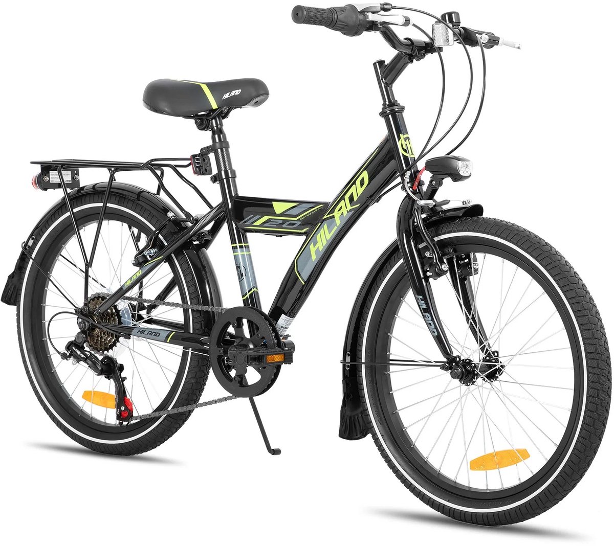 aafinity mountainbike fiets bmx fiets 24 inch 51 cm zwart met lichtgroen makkelijk in elkaar te zetten handrem 6 versnellingen