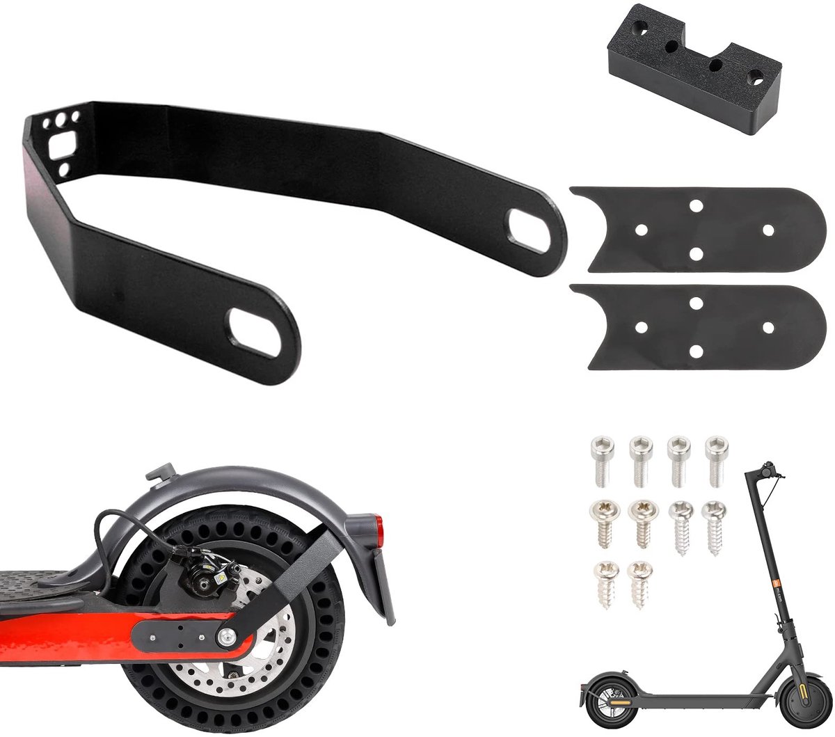 allecto achterspatbordhouder metalen fenderhouder robuust en stabiel zwart geschikt voor xiaomi m365 pro vervangingsonderdeel voor scoo