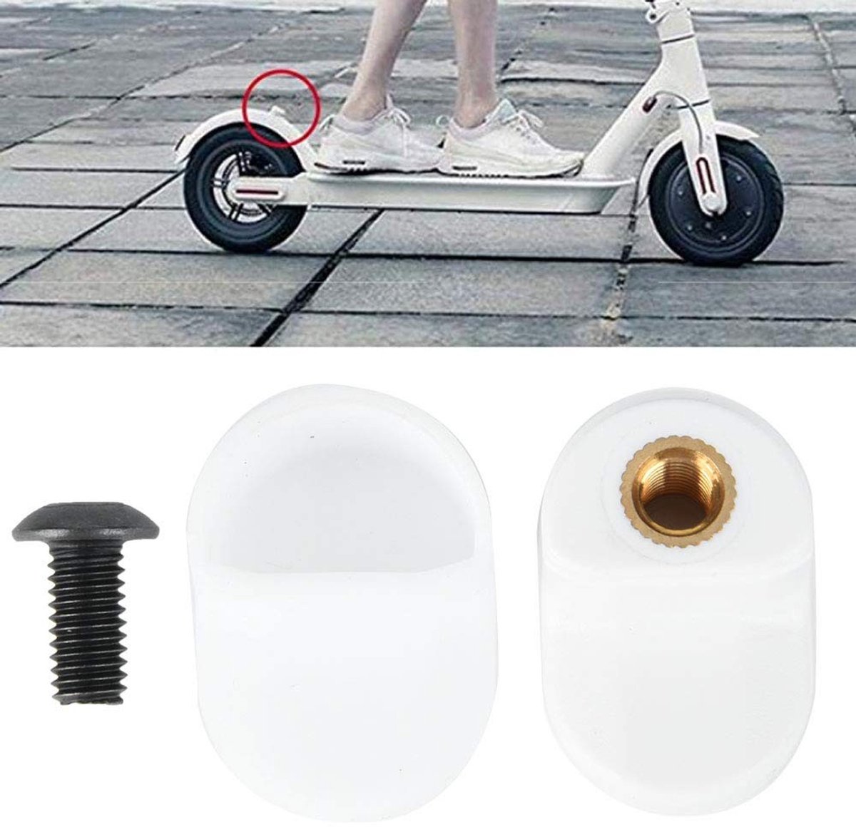 allecto back fender hook silica gel sleeve bescherming achterspatbord sparkling white geschikt voor xiaomi m365 2 stuks