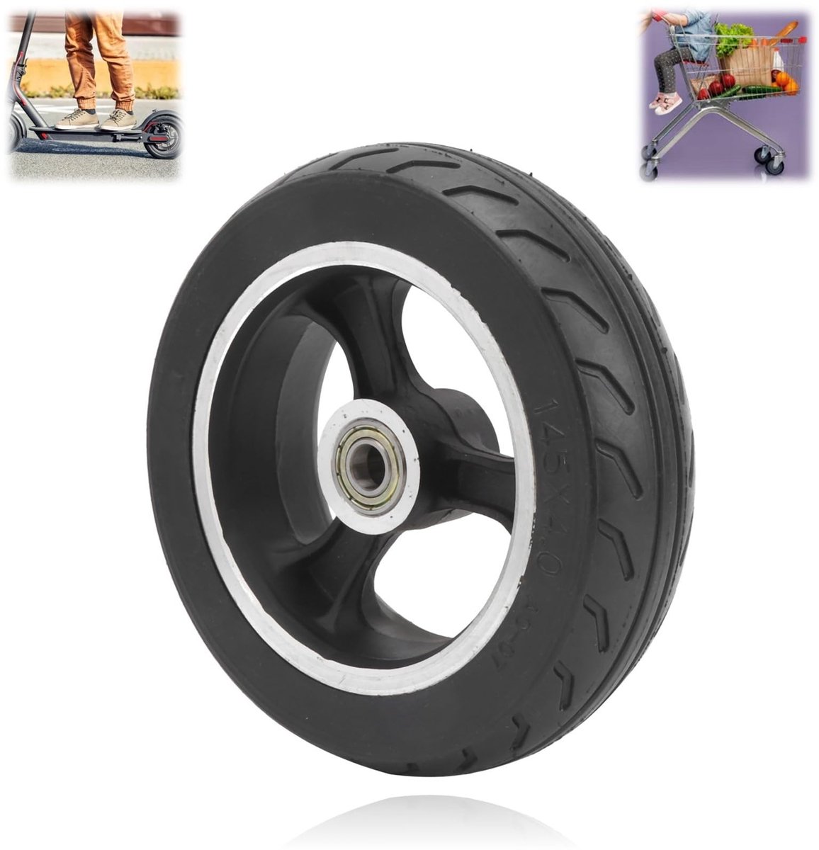allecto elektrische step wiel trottine band massief wiel antilek elektrische step wiel massief geschikt voor scooter zwart antilek
