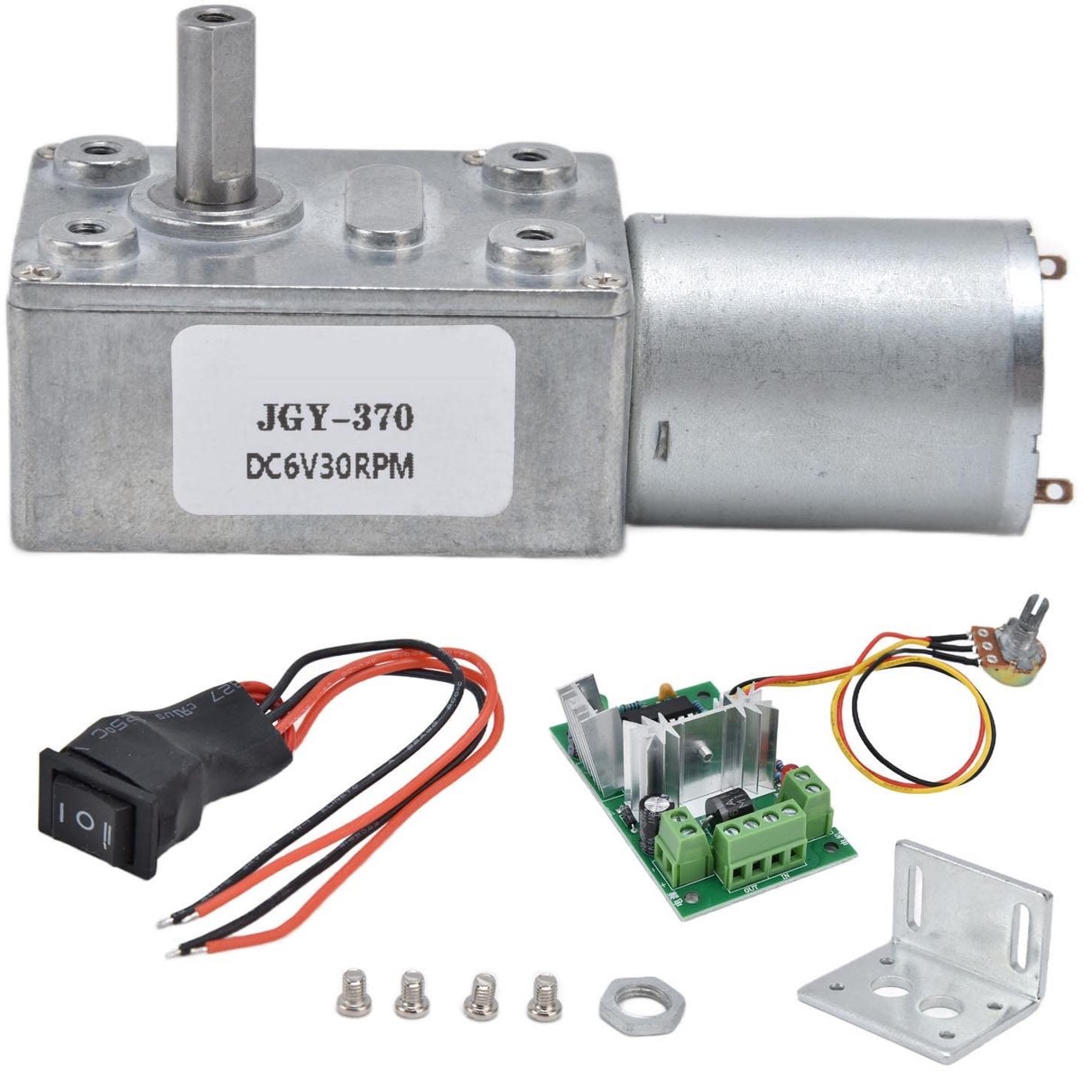 allecto worm gear motor hoog koppel 6v 30rpm zinklegering pwm snelheidsregelaar elektrische gear reducer geschikt voor doe het zelf