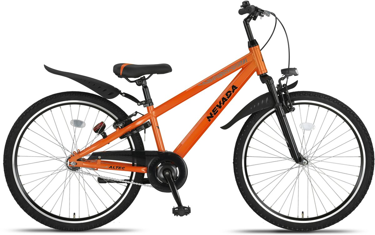 Altec Nevada - Jongensfiets 26 Inch - Kinderfiets voor 10 tot 14 Jaar - 140-155 cm - V-Brake + Terugtraprem - Neonoranje/Zwart Kinderfiets kopen online