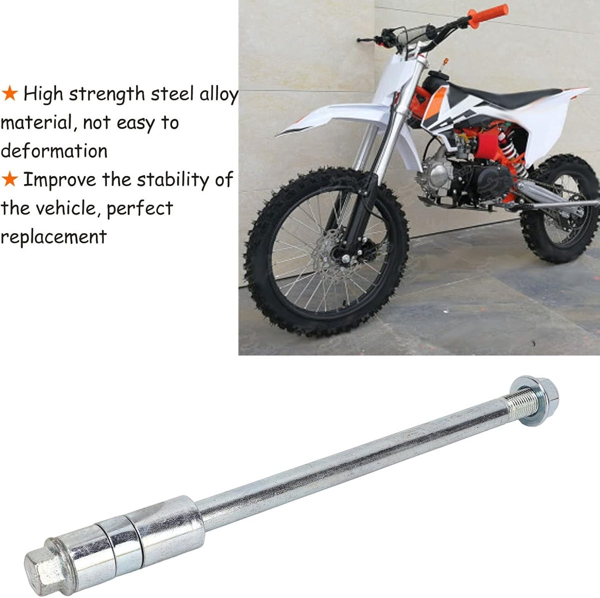 Alxe Voor Dirtbike - Pit Bike Achterwielas - 12mm 230mm Voor 125cc 140cc PIT PRO Trail Dirt Bike - Achteras Onderdelen Met 3 Pakkingstukken Fiets kopen online