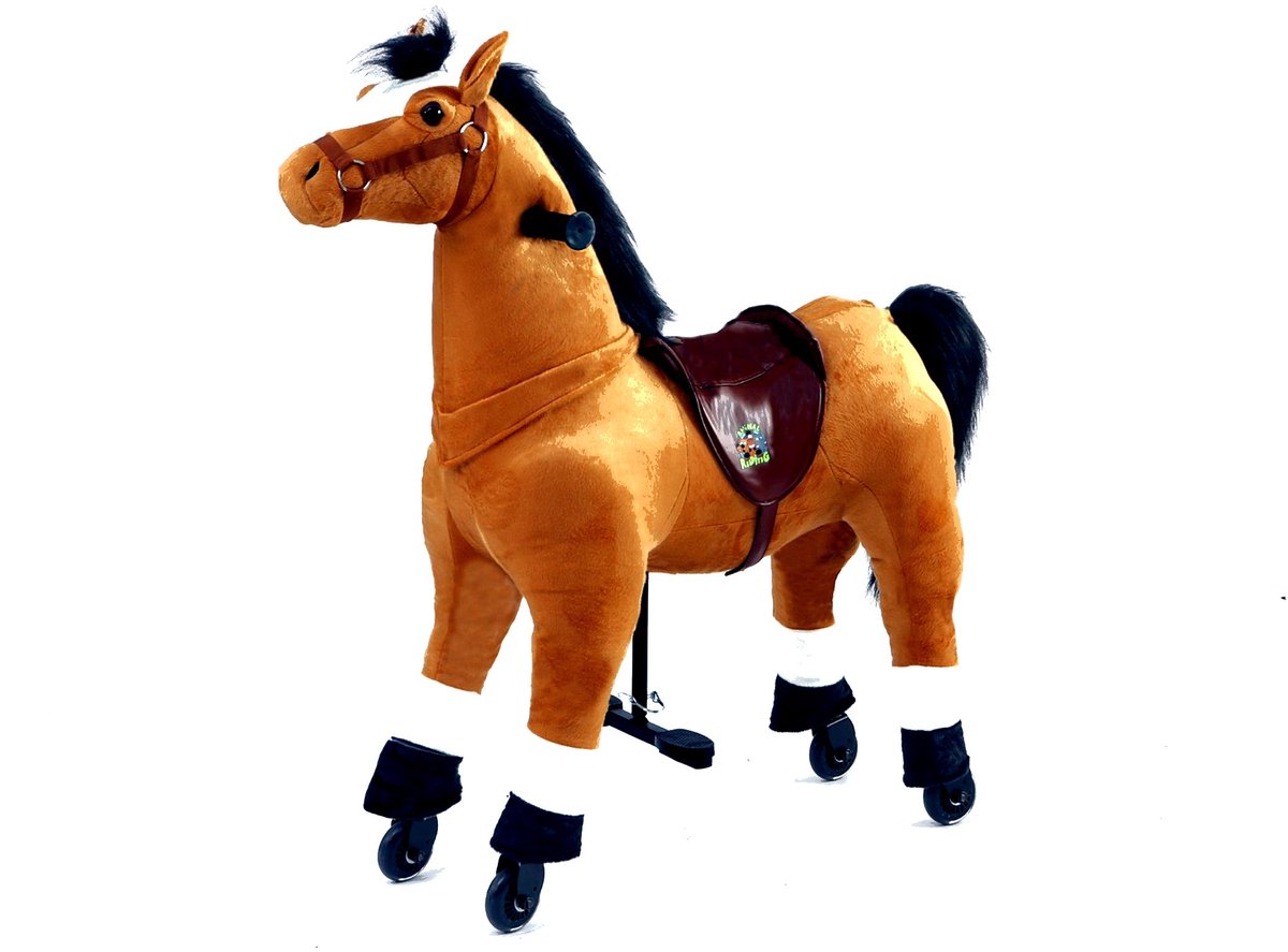 Animal Riding Looppaard Small 3-5 Jaar - Rijdier op Wielen - Licht Bruin-Zwart - Tot 35 kg - Verstelbaar Pedaal. Loopfiets kopen online