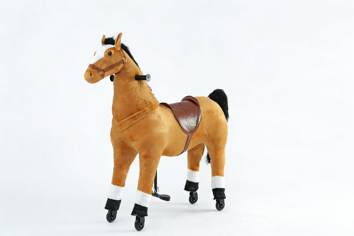 Animal Riding Looppaard X-Large Lichtbruin Zwart 8+ Jaar – Rijdier op Wielen – Tot 80 kg – Zadelhoogte 77 cm - Verstelbaar Pedaal Loopfiets kopen online