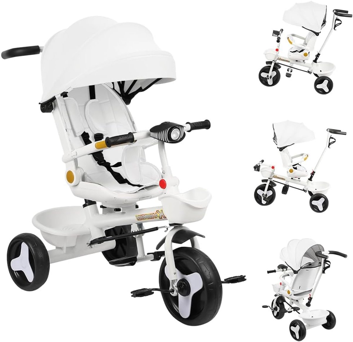 Baby Driewieler - Kinderfiets Peuter - Buiten Spelen - 360 Graden Stoel - 81 x 60 x 95 cm - Wit Driewieler kopen online
