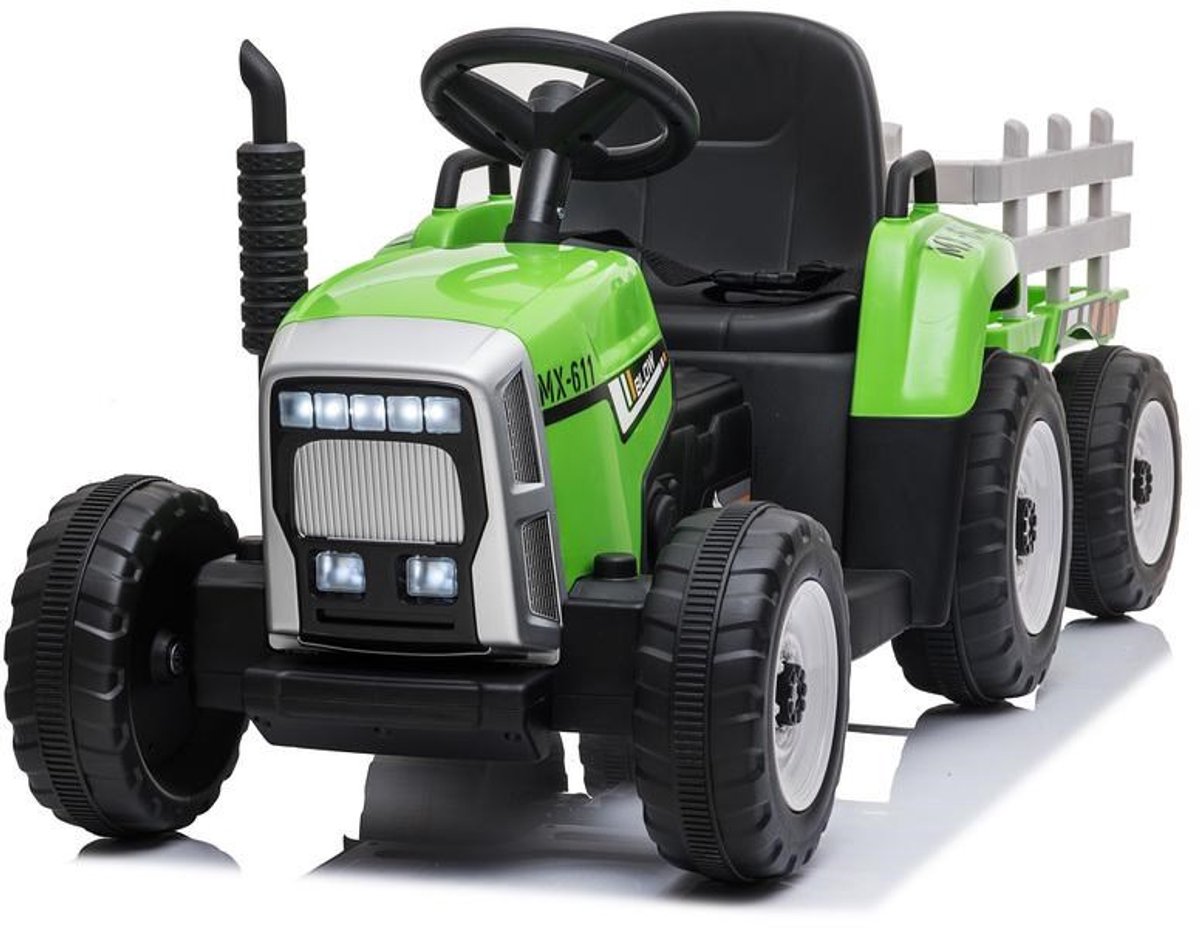 Baby Mix - Accuvoertuig - Elektrische tractor groen 12V 4,5Ah kunststof - afstandsbediening - motor - speelgoed - LED - verlichting - multifunctioneel Accuvoertuig kopen online