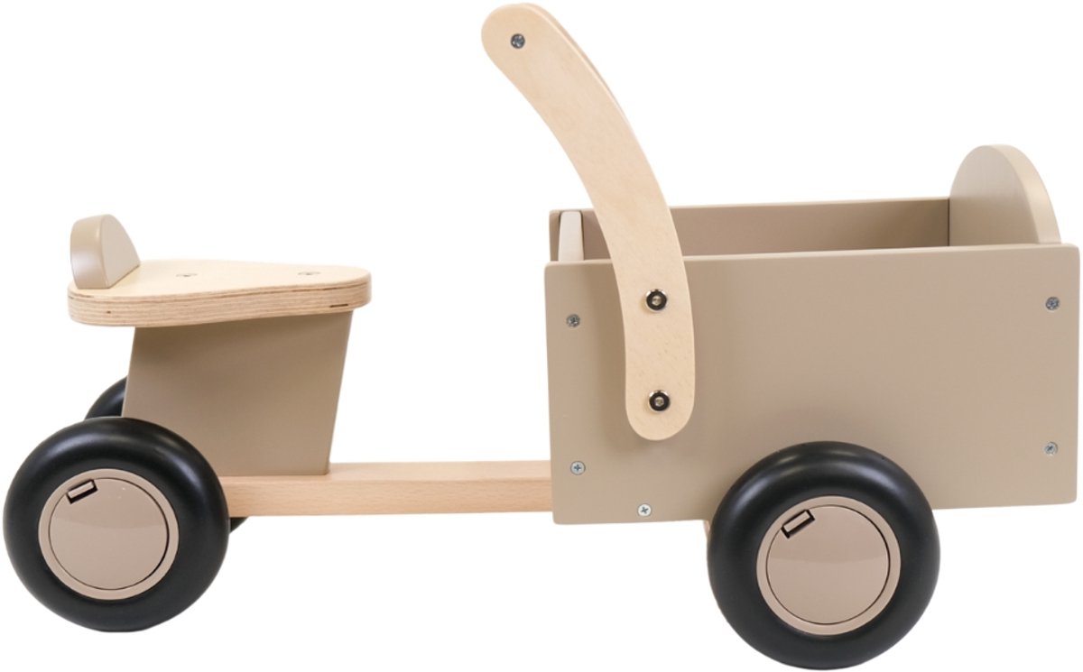 Bandits & Angels Bakfiets Loopfiets Hout Little Rider Beige Sand vanaf 1 jaar - Voor Jongens en Meisjes - Ride-On Houten Bakfiets - Houten Loop Fiets Beige - Geluidsarme Wielen - Kraamcadeau Loopfiets kopen online