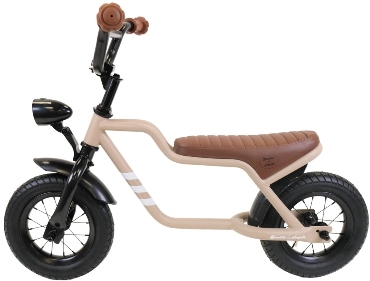 bandits angels loopfiets fatbike sand vanaf 2 jaar voor jongens en meisjes unieke loopfiets metaal beige loop fiets met werkende koplamp