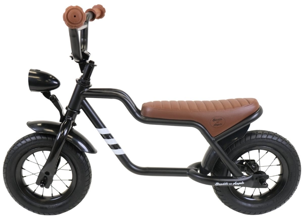 bandits angels loopfiets fatbike zwart vanaf 2 jaar voor jongens en meisjes unieke loopfiets metaal zwarte loop fiets met werkende koplamp