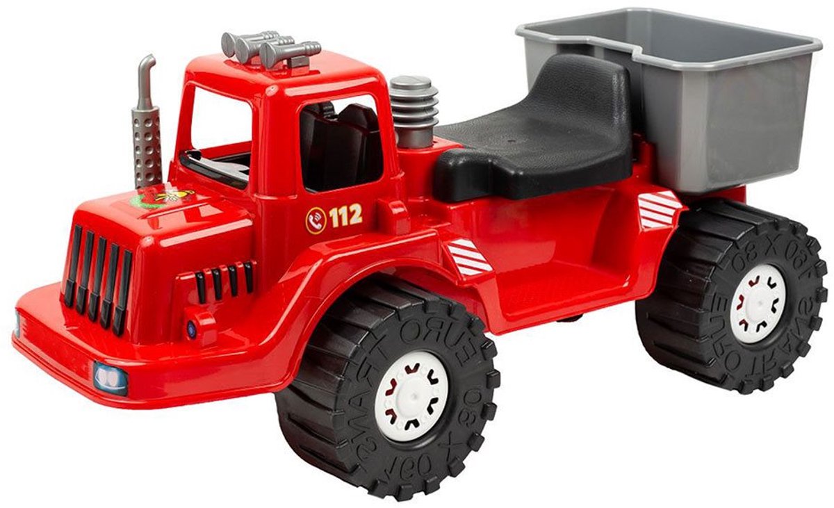 bayo loopfiets kinderbrandweerfiets rood kunststof met opbergvak peuterfiets balansfiets buitenspeelgoed motorische ontwikkeling buitenactiviteit