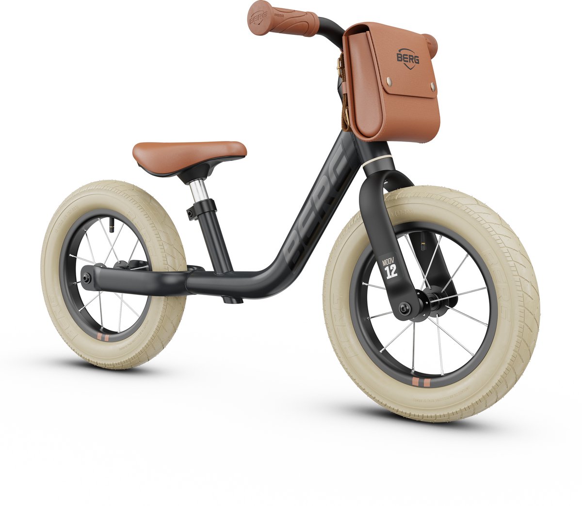 BERG MOOV12 Loopfiets - 2,5+ jaar - 12 inch - Lichtgewicht - Comfortabele luchtbanden - Verstelbaar Stuur en Zadel - Incl. Rugtasje - Retro Black Loopfiets kopen online