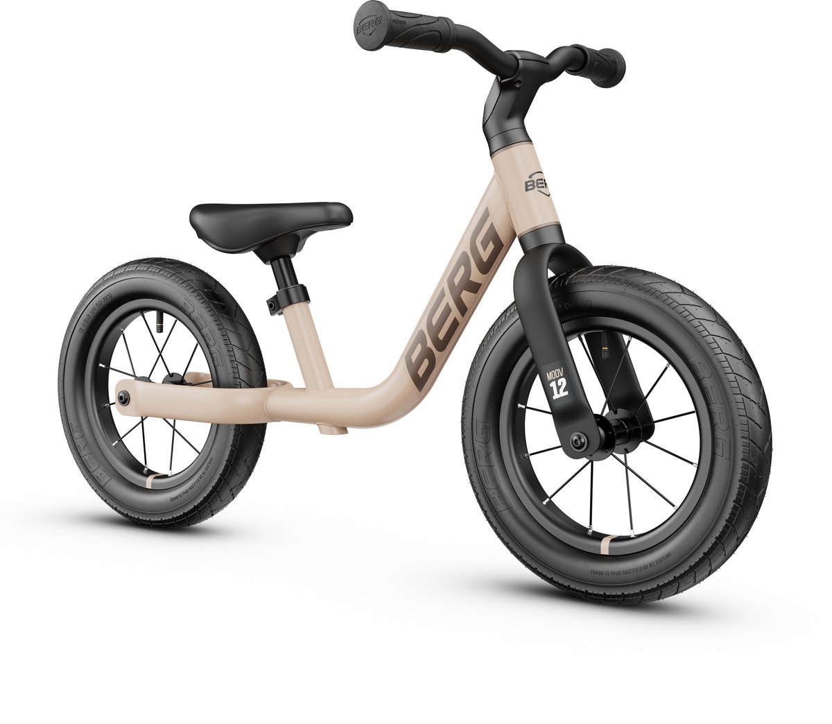 berg moov12 loopfiets 2 5 jaar 12 inch lichtgewicht comfortabele luchtbanden verstelbaar stuur en zadel sand beige
