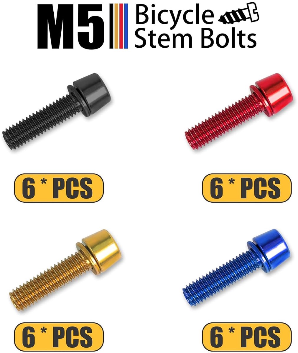 bicycle brick bolts set m5x18mm stem bolts met washers conical head bolts voor road bike mountain bike zwart rood blauw goud
