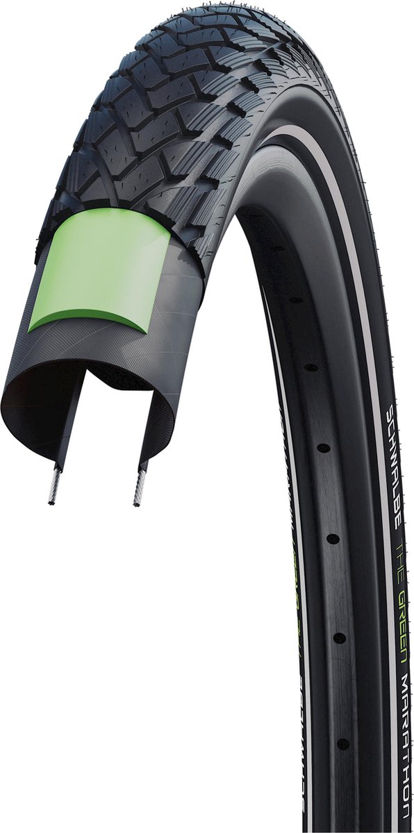 Buitenband Schwalbe Green Marathon GreenGuard 28 x 1.10" / 28-622mm - zwart met reflectie Fiets kopen online