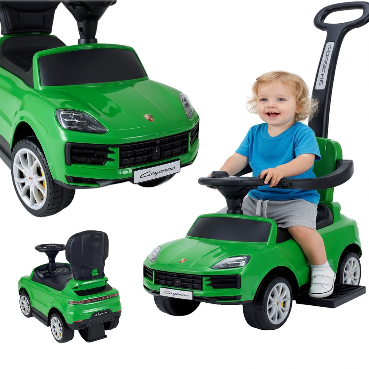 coil loopauto porsche cayenne 3 in 1 kinder loopauto met duwstang baby loopwagen met stuur vanaf 1 jaar groen