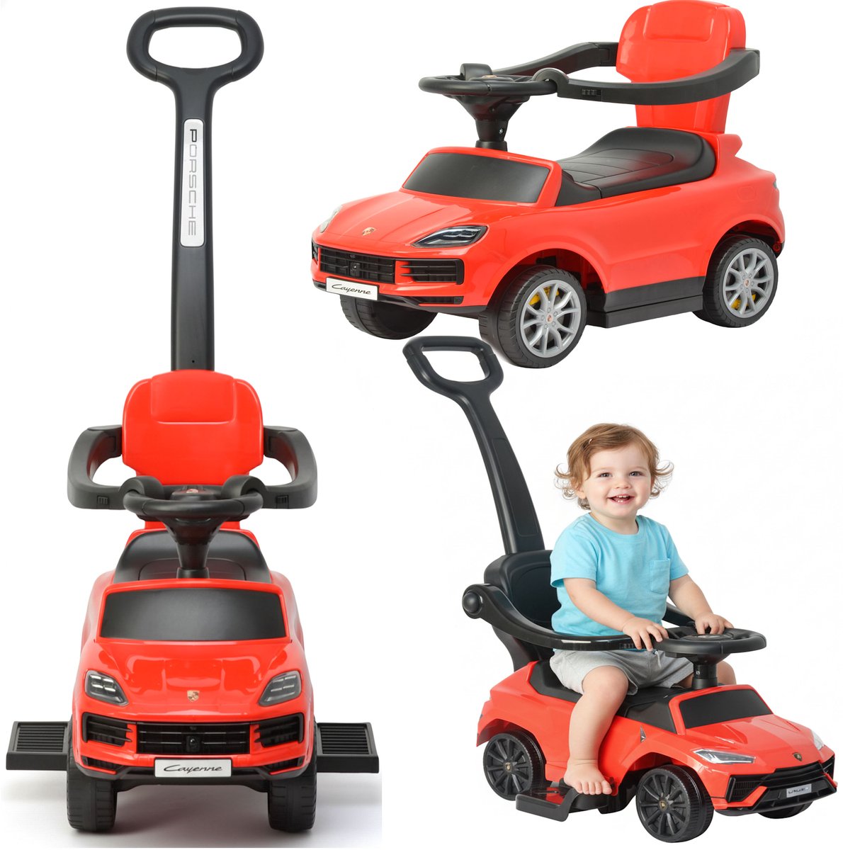 coil loopauto porsche cayenne 3 in 1 kinder loopauto met duwstang baby loopwagen met stuur vanaf 1 jaar rood