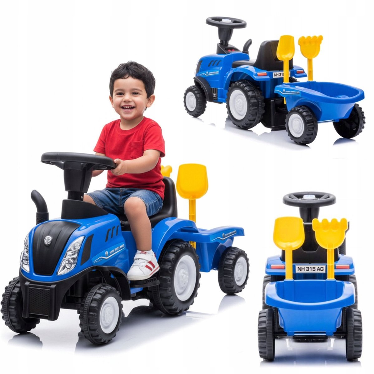 coil rijtractor voor kinderen met aanhanger en zandbak duwvoertuig kindertractor met geluid blauw 1