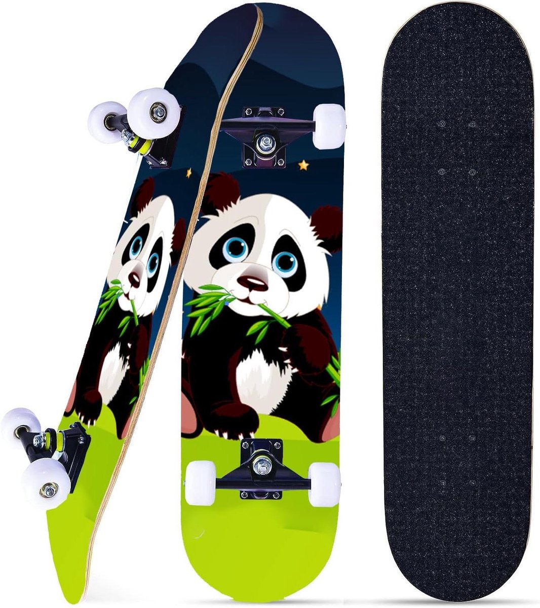 compleet skateboard beginners board trick uitvoeren 7 laags esdoornhout dek 787 x 203 cm panda