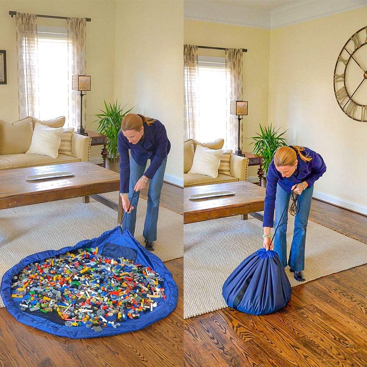 Cuhostki - 1 Stuk - Opvouwbare - Speelmat Voor Kinderen - Blauw - Opbergzak Voor Speelgoed - Organizer Voor Blokken Buitenspeelvoertuigaccessoire kopen online