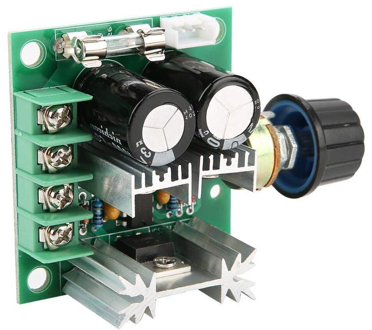 dc motor controller snelheidsregelaar pwm motor snelheid instellen omgekeerde polariteit bescherming 12v 40v 10a zwart