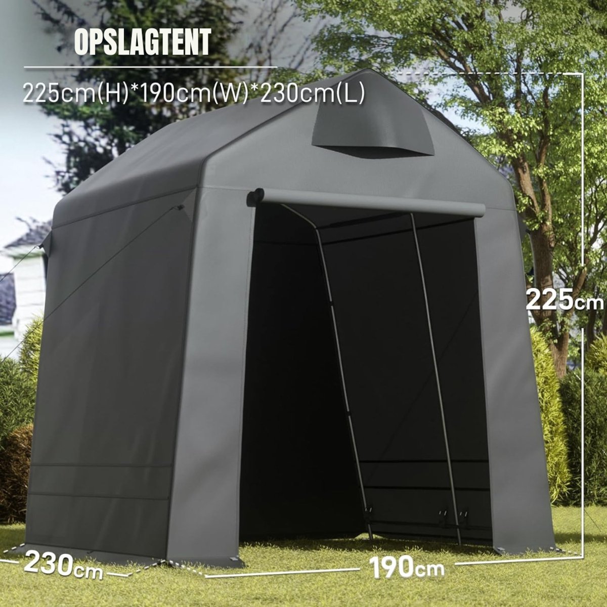 DD® Fietsenstalling - Fietsberging - Fietsenhok - Waterdicht - met 2 Ventilatieopeningen - 230x190x225cm - Grijs Fiets kopen online