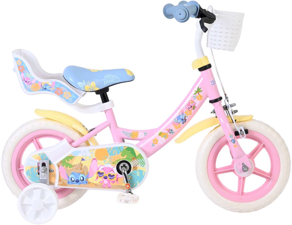 Disney Stitch Kinderfiets - Meisjes - Mag Wheels - 12 inch - Roze Kinderfiets kopen online