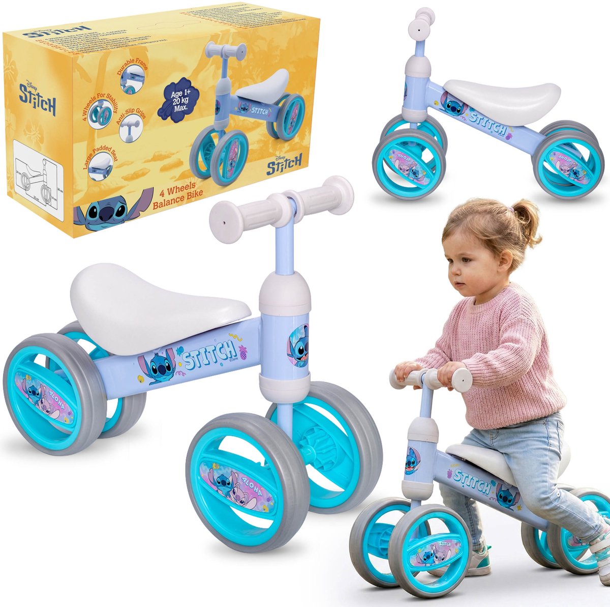 disney stitch meisjesloopfiets met 4 wielen lichtgewicht van metaal eerste fietsje loopfiets 1