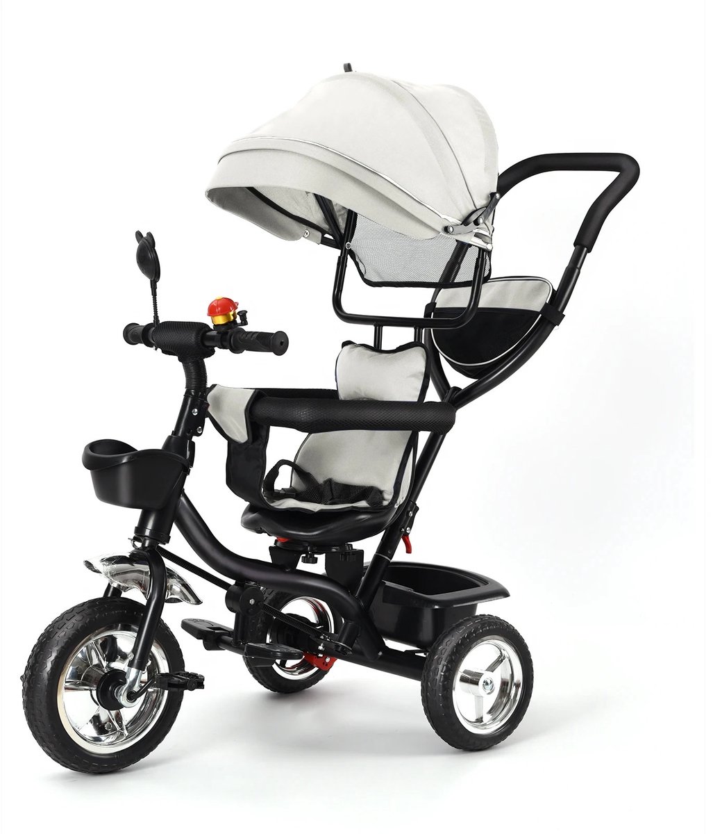 driewieler driewieler met duwstang grijs driewieler fiets babyfiets met duwstang baby speelgoed speelgoed fiets fiets met stang