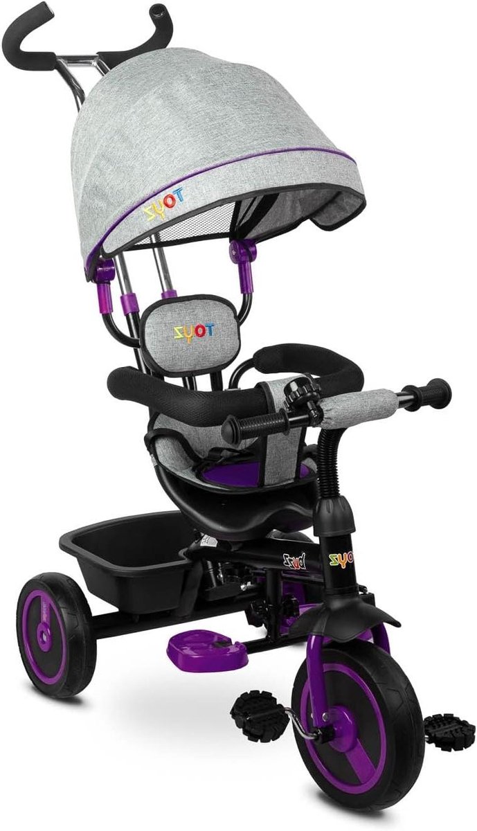 Driewieler Kinderwagen - Fiets Loopfiets - Samen Op Pad - Omkeerbaar Zitje - 102 x 101 x 49 cm - Paars Driewieler kopen online