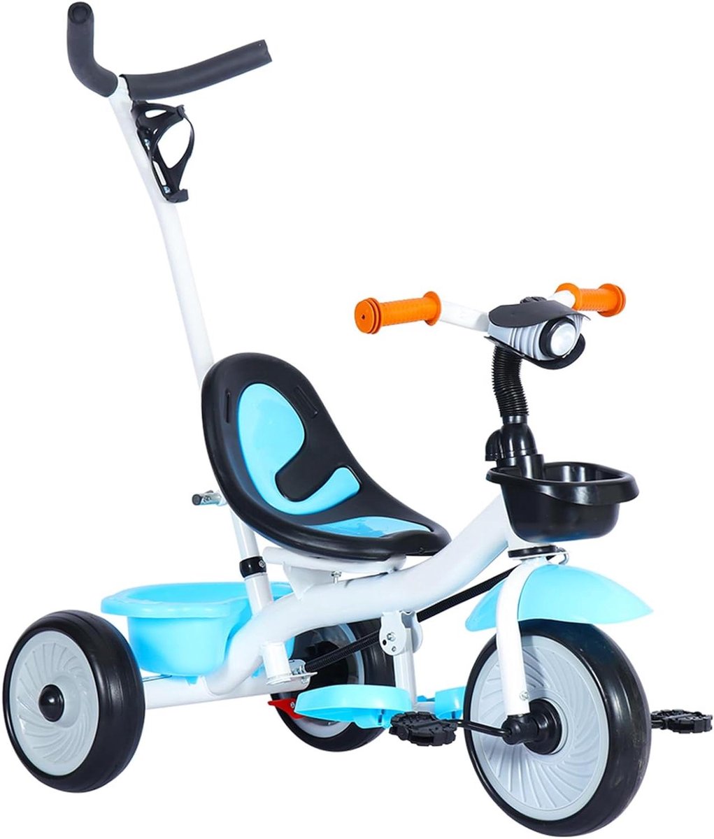 driewieler met duwstang kinderdriewieler loopfiets kind vervoeren en laten spelen multifunctioneel groeit mee 6 6 kg blauw