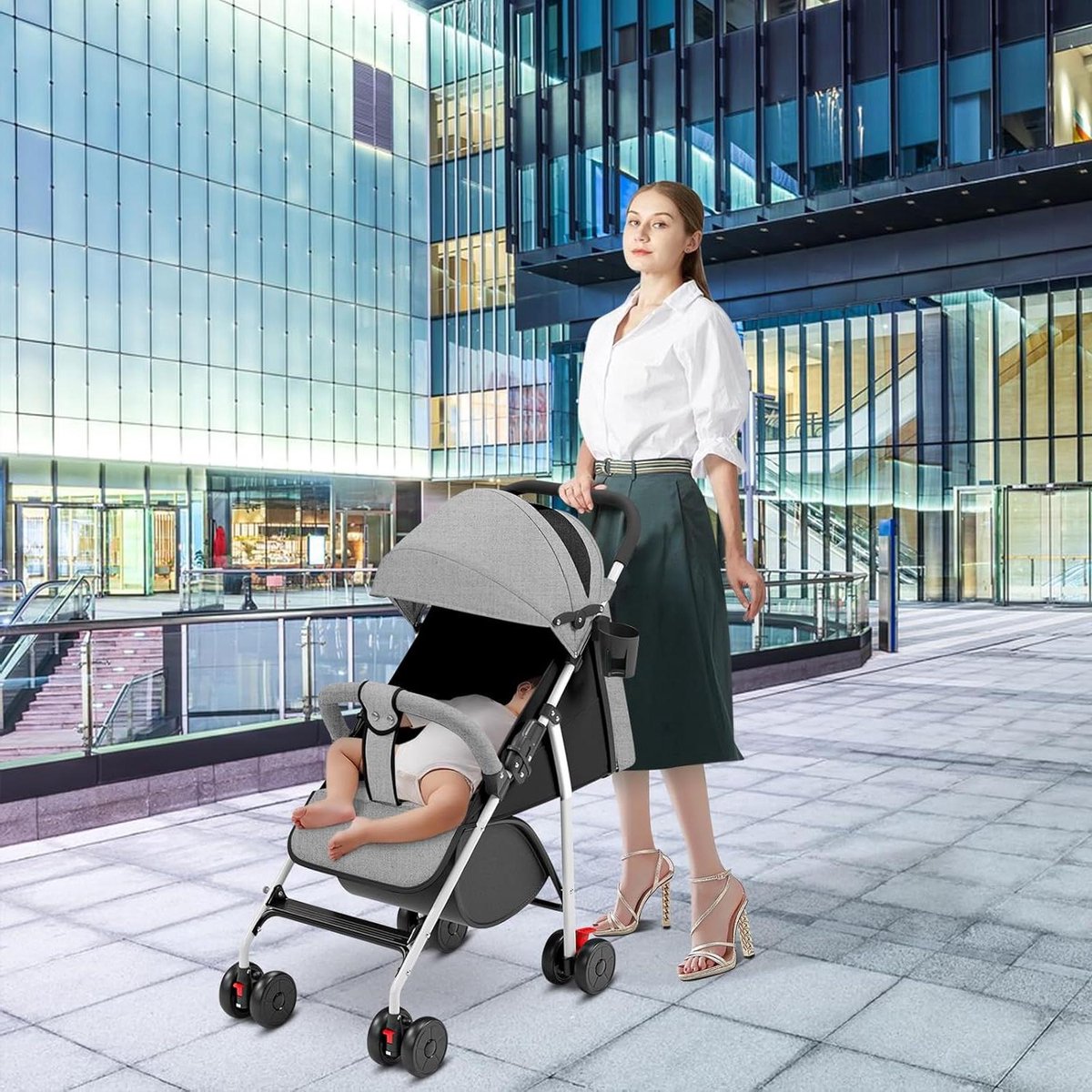 Driewieler met duwstang - Kinderfiets kinderwagen - Baby peuter buiten - 5-in-1 veelzijdig - 9 mnd tot 5 jaar - Lichtblauw Driewieler kopen online