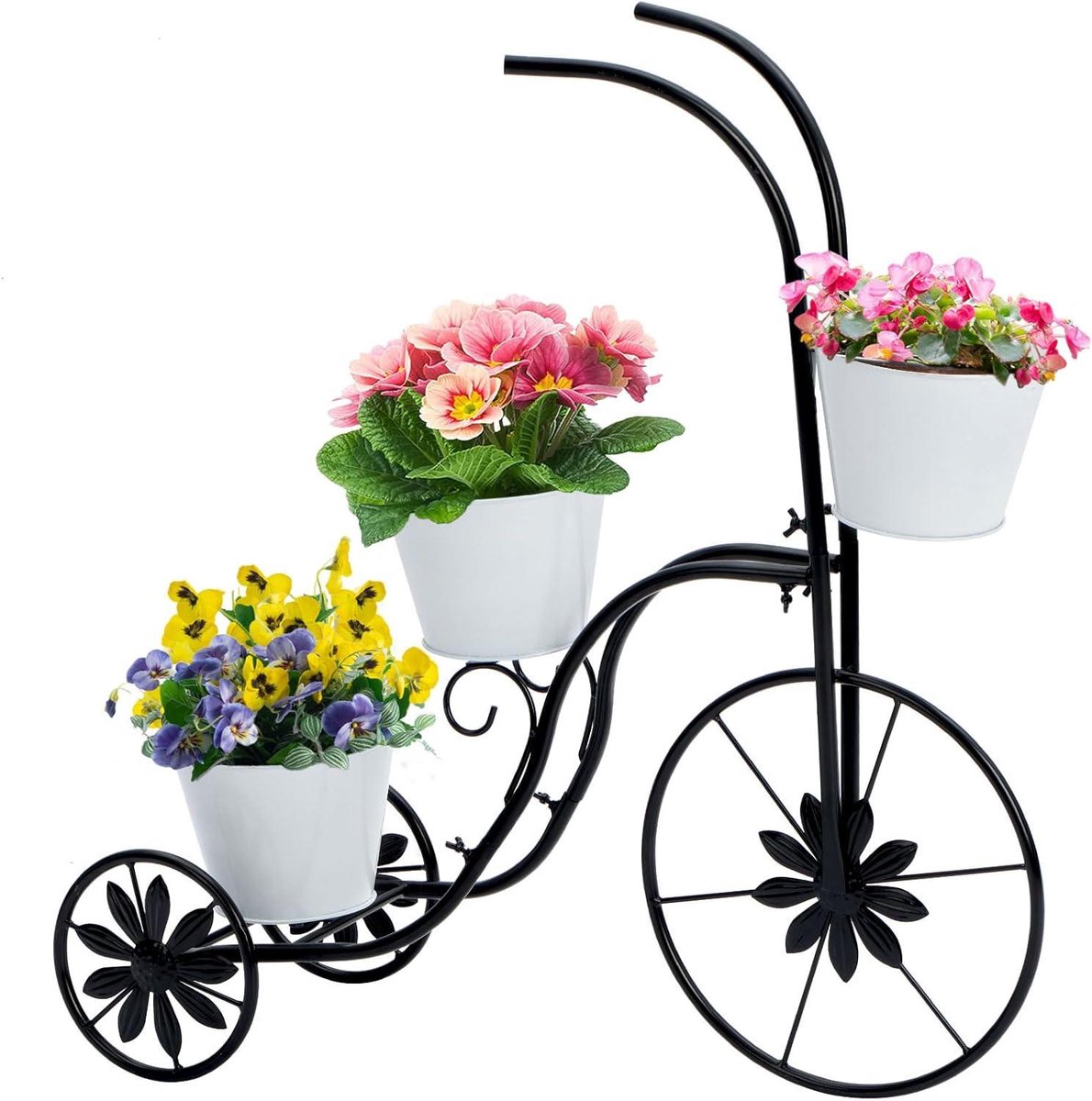 Driewieler Plantenstandaard - Bloemen Fiets - Tuin Decoratie - 3 Tier Emmer Ontwerp - 3 Emmer Capaciteit - Multicolor Driewieler kopen online