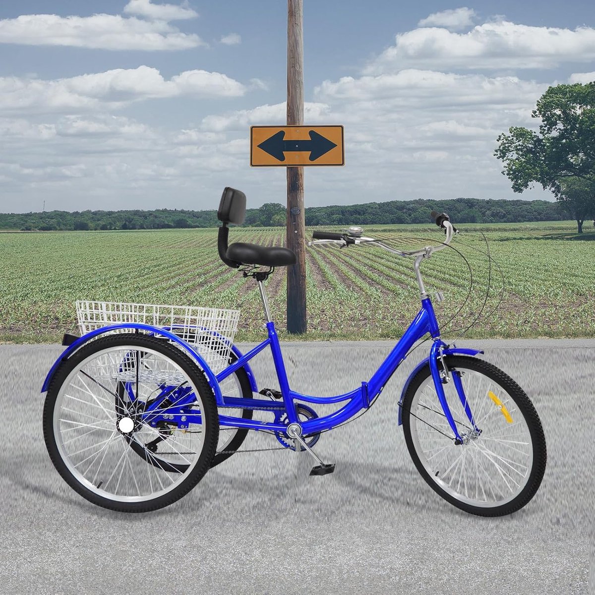 Driewieler Volwassenen - Driewieler Fiets - Boodschappen Vervoeren - Opvouwbaar Design - 24 Inch - Blauw Driewieler kopen online