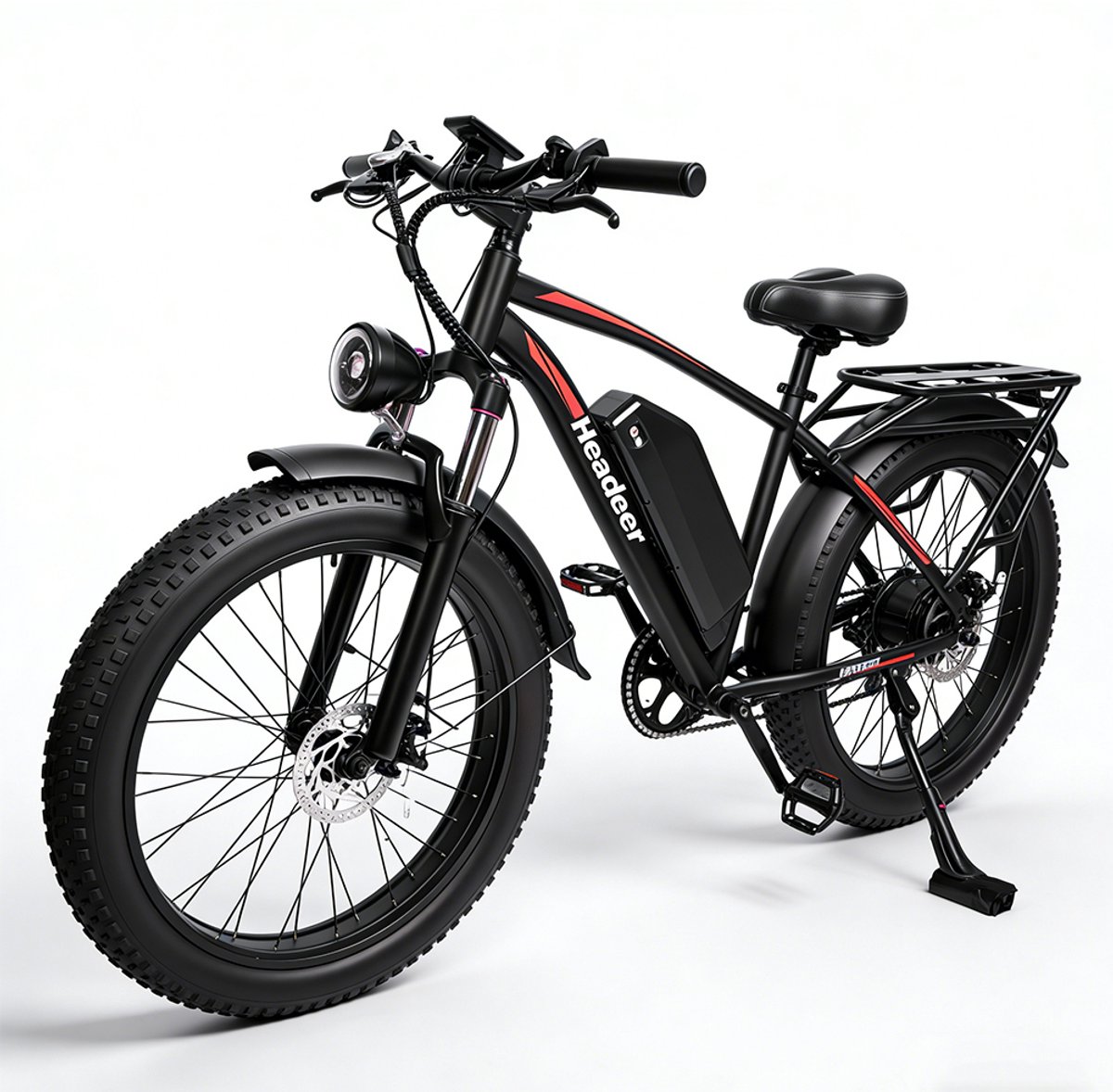 e bike 26 headeer with dual suspension disc brakes 48v battery powerful motorized fat tire lcd display led headlight 5 speed ideal for outdoor adventure snow mountain riding