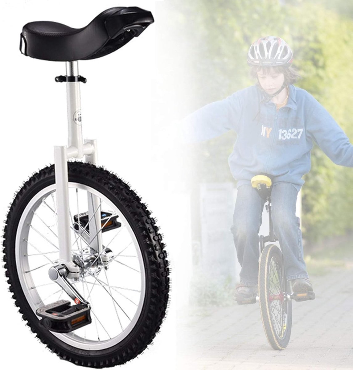 Eenwieler voor Kinderen - Unicycle Balansfiets - Buiten Sporten - Antislip Banden - 18 Inch Wieldiameter - Wit Eenwieler kopen online