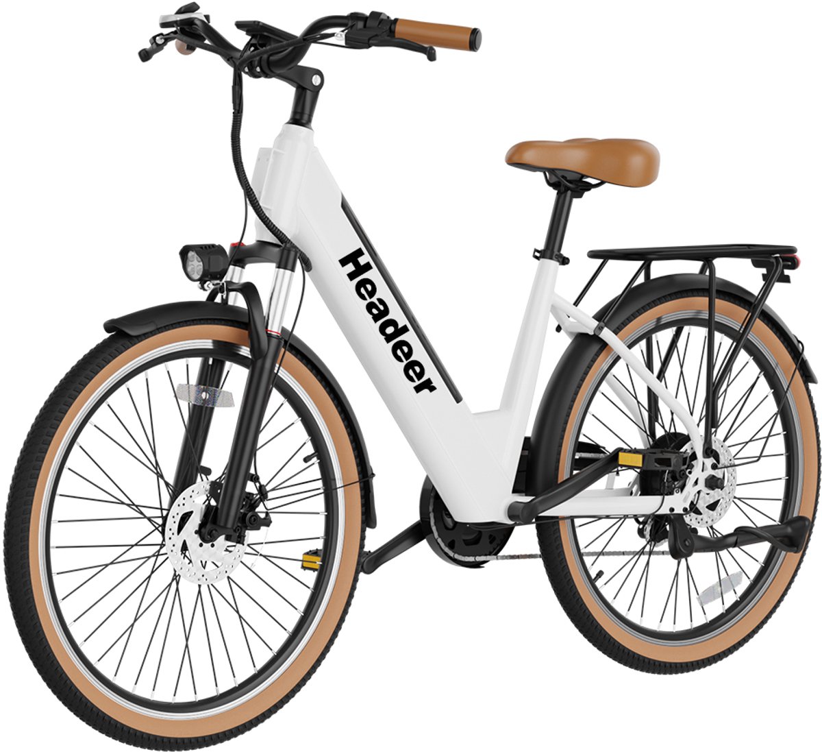 Elektrische Fiets Headeer - 48V 800W - Shimano 7-Speed, Schokdemper, LCD Scherm, Duurzaam - Voor Stads- en Offroadritten - 26-inch, Wit Fiets (elektrisch) kopen online