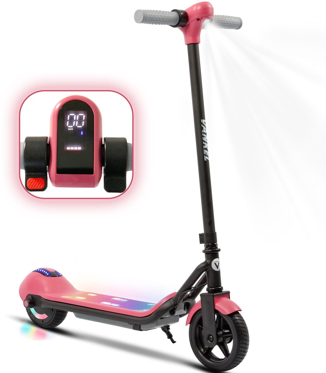 elektrische kinderscooter 14 km h 5 8 km bereik elektronische rem bluetooth led verlichting 3 snelheidsstanden geschikt voor kinderen vanaf 6 jaar roze