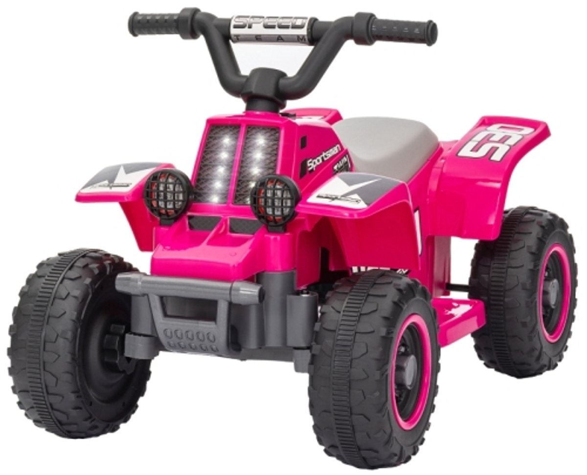 elektrische quad voor peuters batterij aangedreven rijdt vooruit en achteruit led verlichting geschikt 1 5 3 jaar roze kleur draagvermogen 25 kg