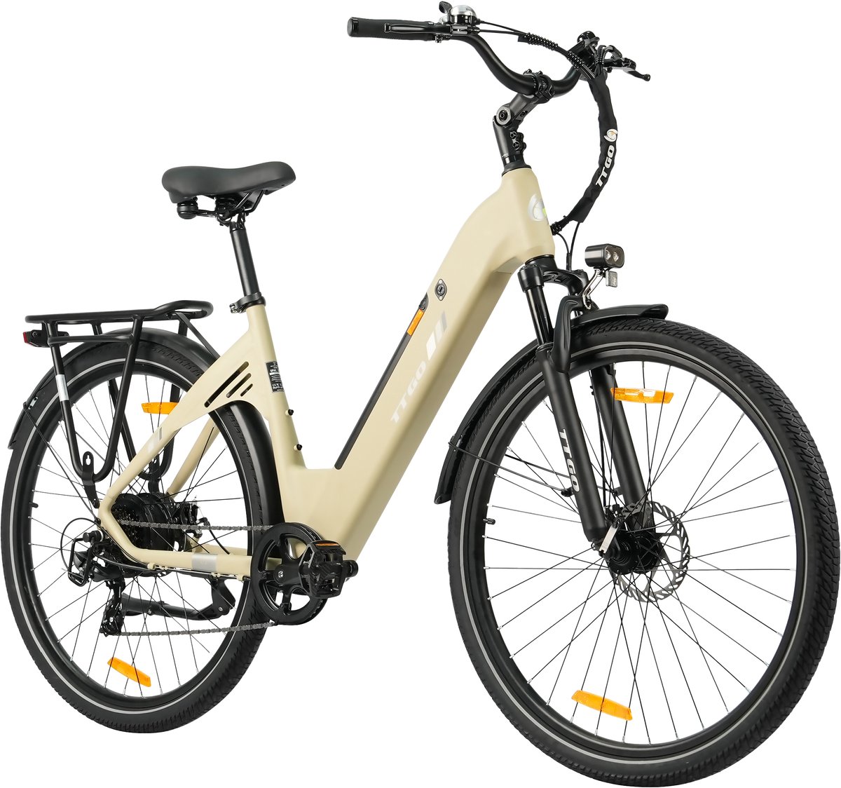elektrische stadsfiets ttgo c3 se 250w motor 36v 18ah accu 28 inch bereik tot 120km shimano 7 snelheden max 25km u beige