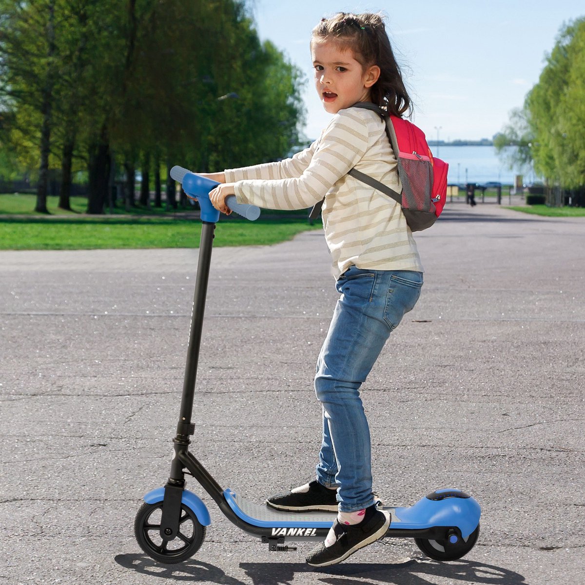 Elektrische Step - Elektrische Scooter Voor Kinderen - 14 km/u, 5-8 Km Bereik - Bluetooth, Led Verlichting - 3 Snelheden, Elektronische Rem - Blauw Step kopen online