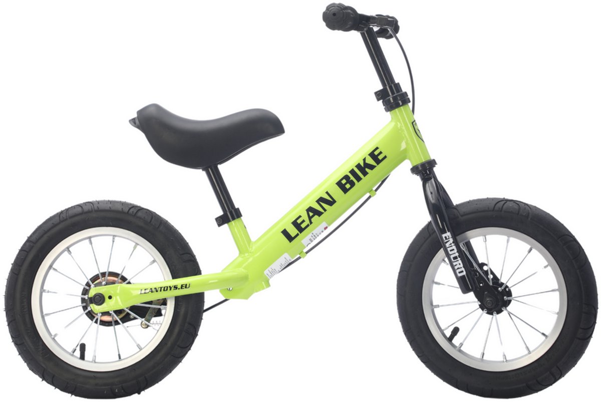 ENDURO Balance Bike - Loopfiets - Kinder Loopfiets Met Luchtbanden - Verstelbaar Zadel & Stuur - Lichtgewicht Stalen Frame - Voor 2-5 Jaar - 12inch - Neongroen Loopfiets kopen online