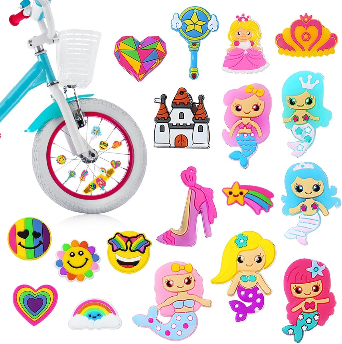 Fiets Spaken Clips - Fiets Decoratie - Kinderfiets Versieren - Zacht Rubber Materiaal - 18 Stuks - Gekleurd Kinderfiets kopen online