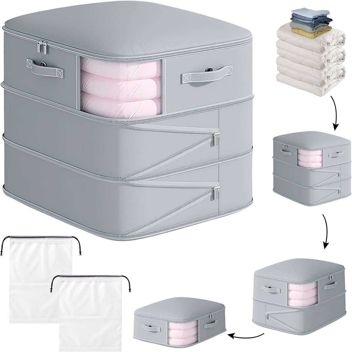 grote kofferorganizer opbergtas verhuistas ultracompacte opbergtas voor dekbedden voor thuis op reis of bij een verhuizing 54x42x60cm