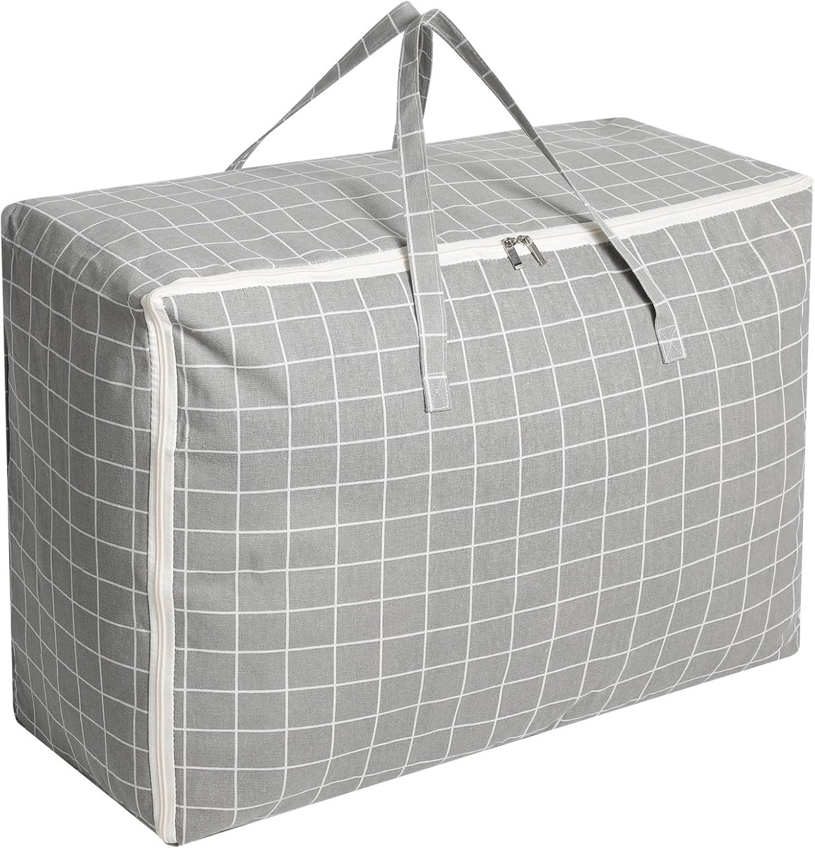 Grote waterdichte opbergtas van 105 liter, verhuisdoos met handvat, voor kleding, dekens en kussens - 70 x 50 x 30 cm - Grijs geruit patroon Opbergtas kopen online