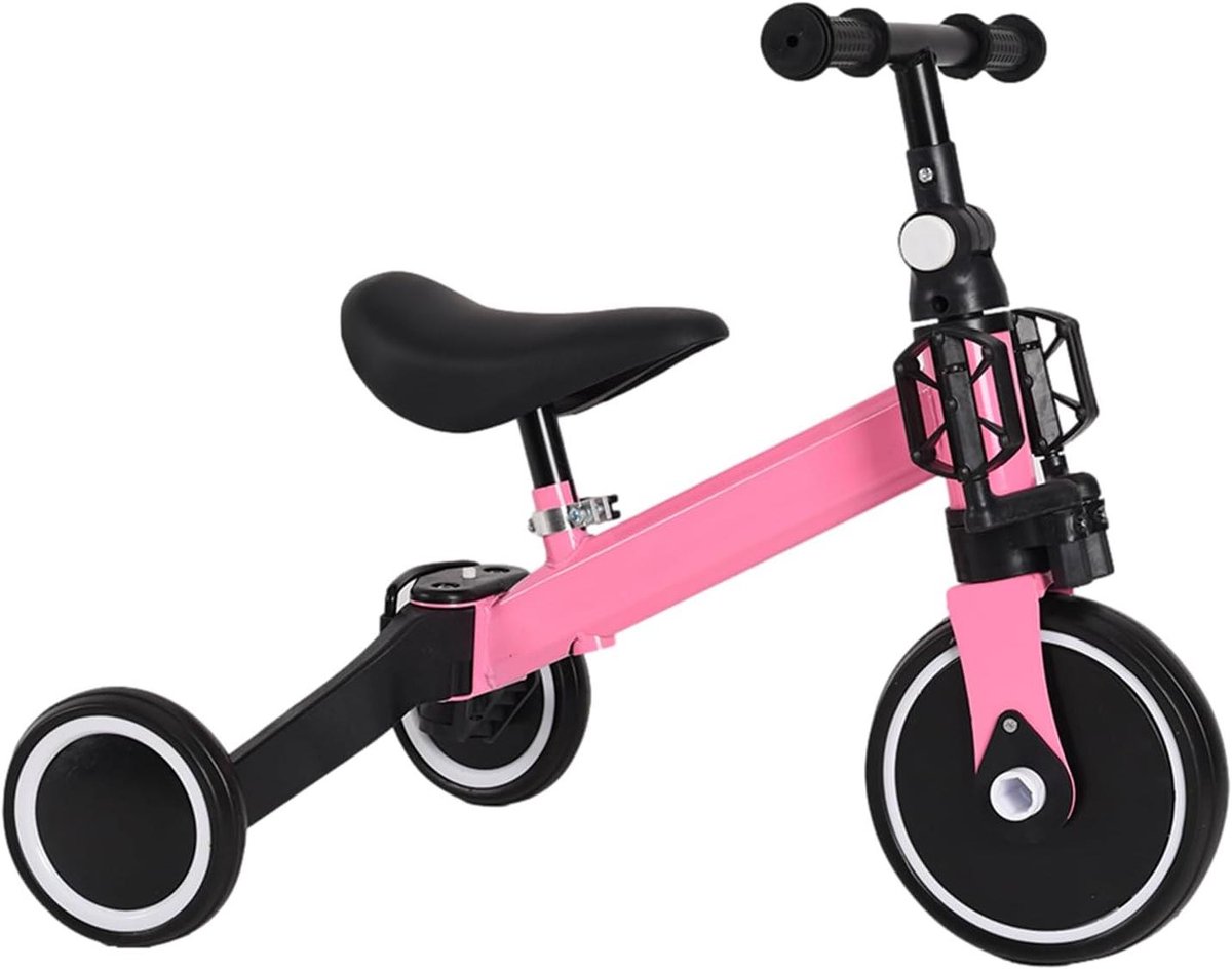 homewell tricycle without push bar balance bike from 2 years children s tricycle for children of different ages with foldable pedal removable rear wheels no brakes 04 pink