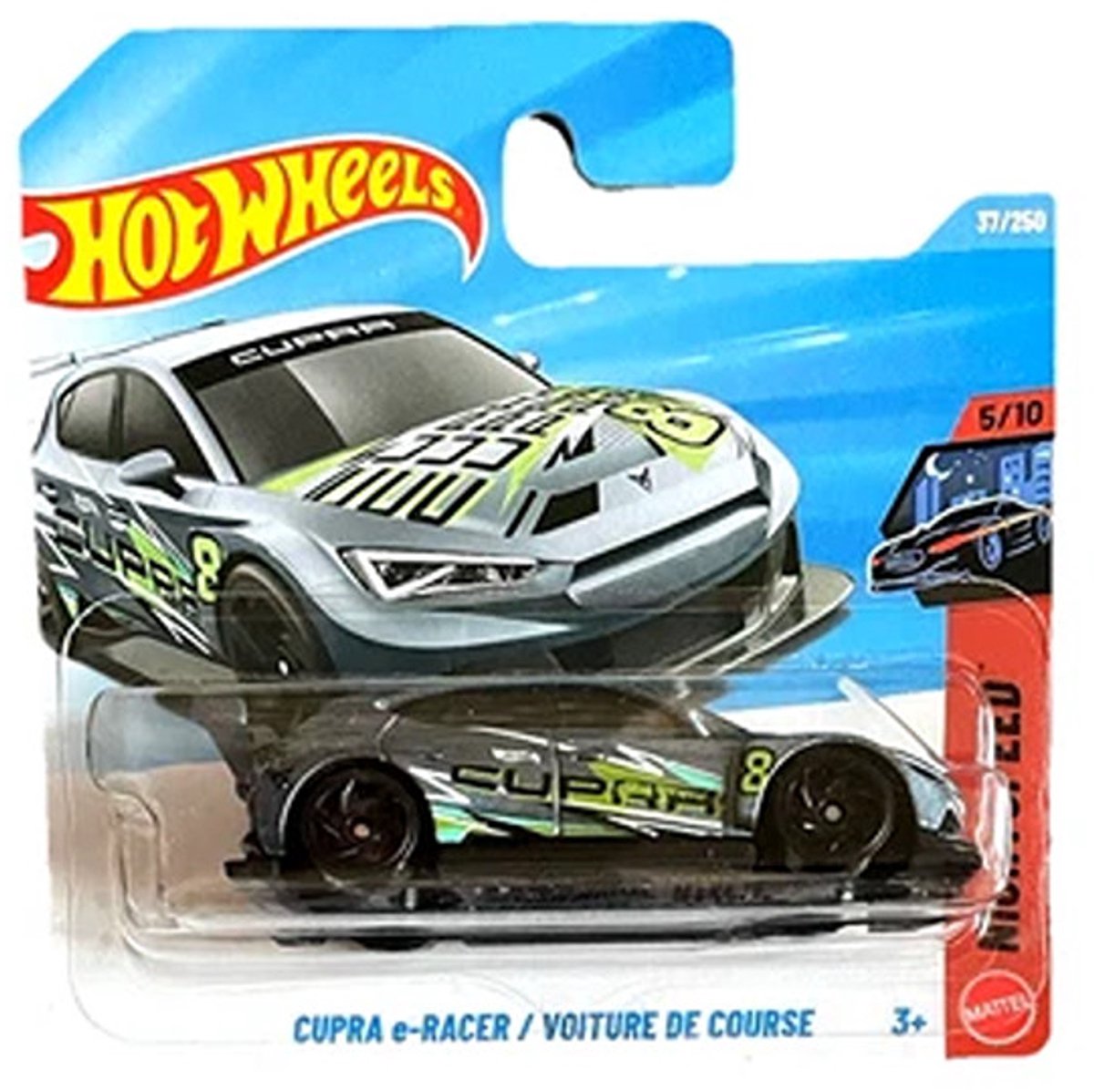 hot wheels cupra 8 e racer voiture de course metalic blue 37 250 hw nightspeed 5 10 short card 2026 h